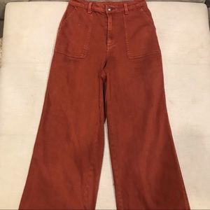 Brick red wide leg jeans